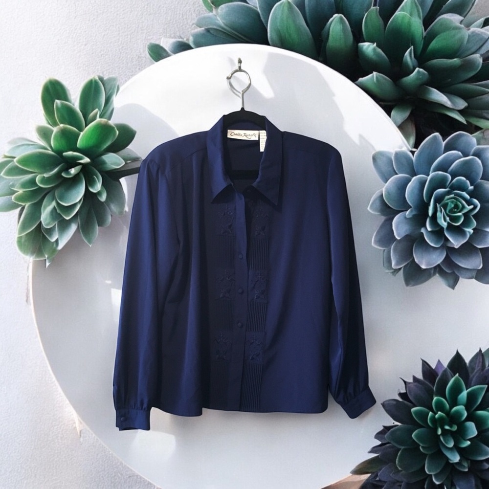 Claudia Richard Classic Navy Button-Up